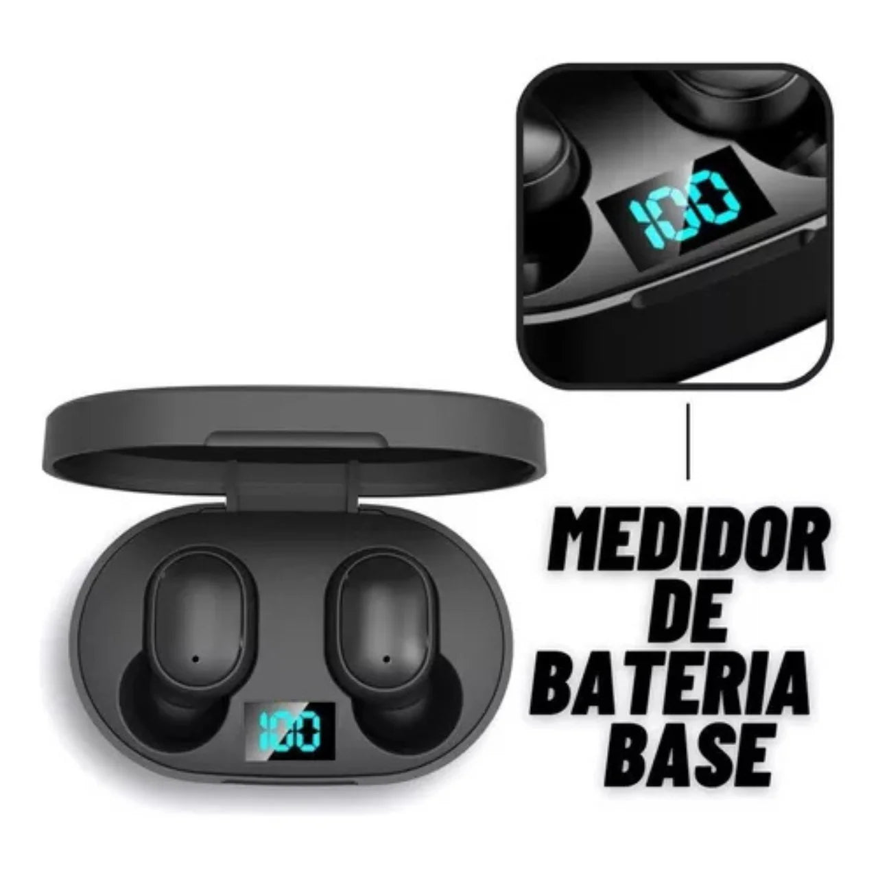 Fone de ouvido Dual Led Bluetooth 5.0 Wireless - preto